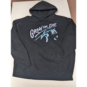 Grow Or Die Wilted Rose Graphic Hoodie Mens XL Black Streetwear Pullover